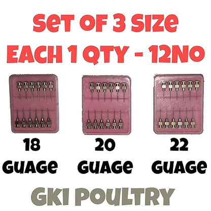 18-20-22 Gauge Standard Needle (Pack of 3- Each 12 No. Total 36)-Free Delivery