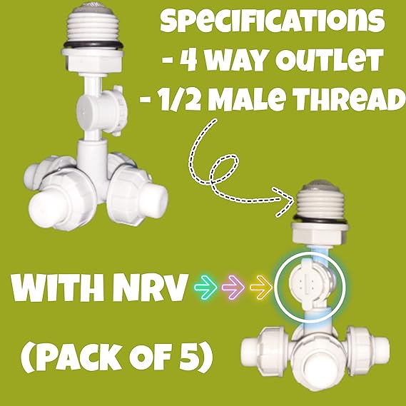 1/2" 4-Way Threaded Fogger Assembly with NRV (Pack of 5)-Free Delivery
