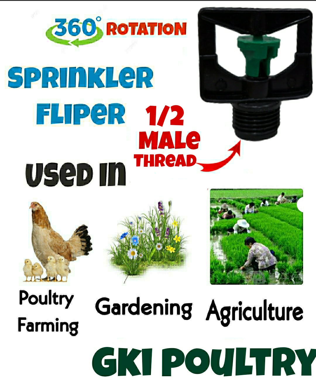 Micro Water Sprinkler  Male Thread 1/2 (Pack of 5)-Free Delivery
