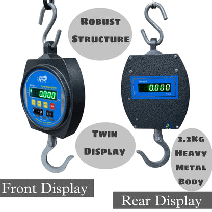 200kg/50g Dual Display Mini Crane Scale Portable Digital Hook Hanging Scale Loop Weighing Balance Green LCD Back light-Free Delivery