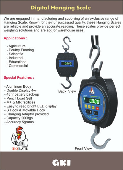 200kg/50g Dual Display Mini Crane Scale Portable Digital Hook Hanging Scale Loop Weighing Balance Green LCD Back light-Free Delivery